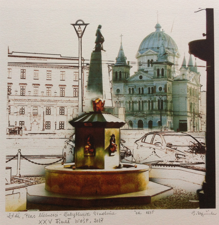 Łódź, Plac Wolności, zabytkowa studnia
