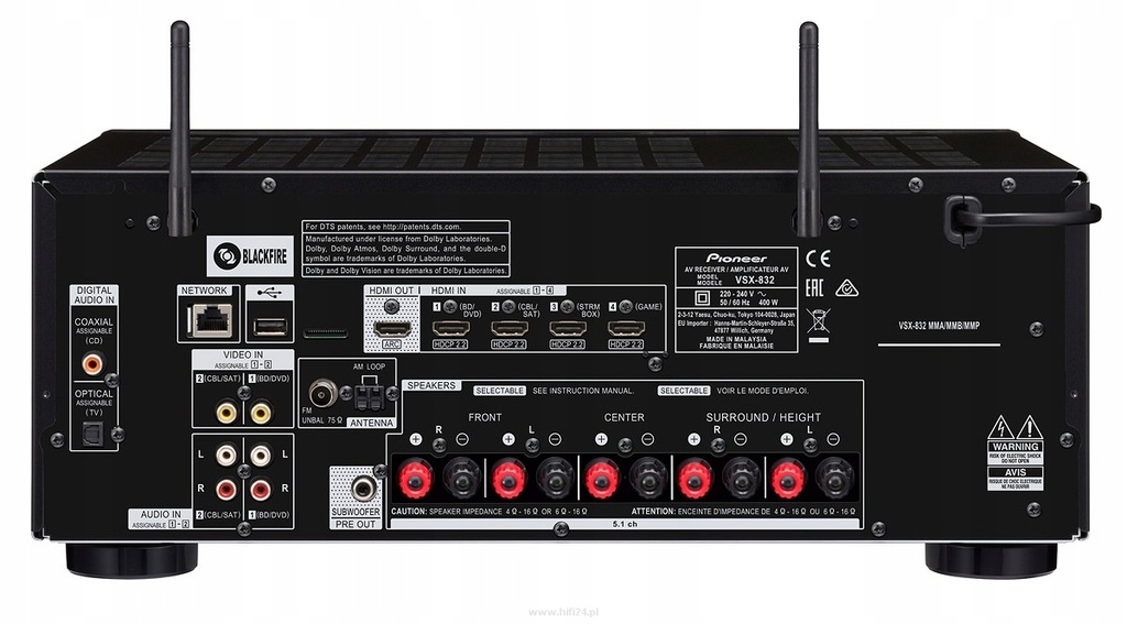 AMPLITUNER 5.1 PIONEER VSX832 4K HDR WIFI BT USB 8086752557