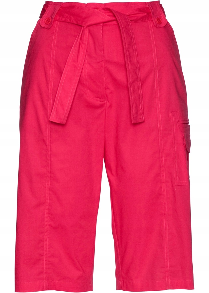 Z5843 BERMUDY Z WIĄZANYM PASKIEM CIEMNY RÓŻOWY R36