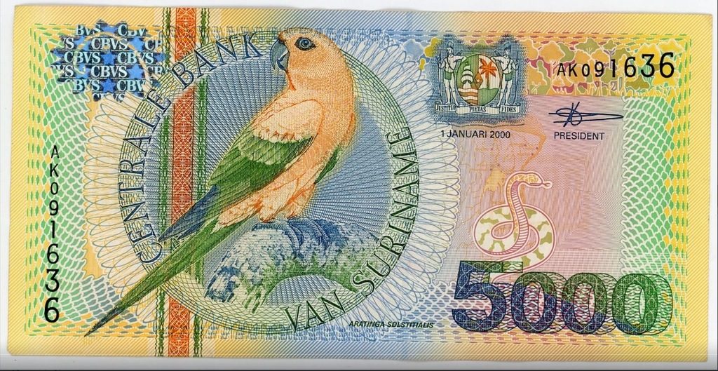 Surinam 5000 guldenów 2000 Rzadki