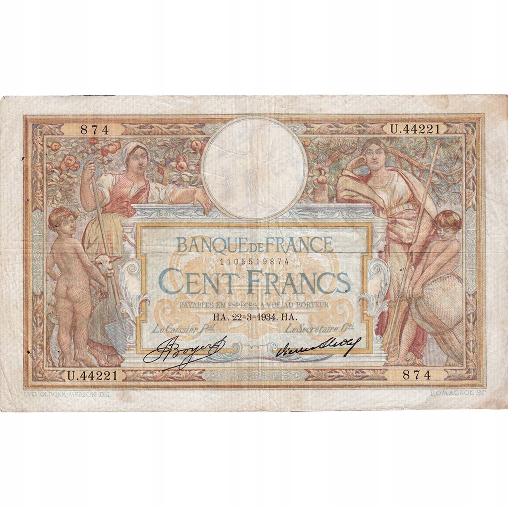 Francja, 100 Francs, Luc Olivier Merson, 1934, U.4