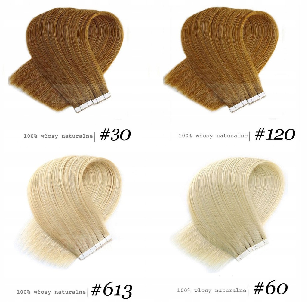 Taśmy doczepy z włosów 100% naturalnych TAPE ON - 7485575567