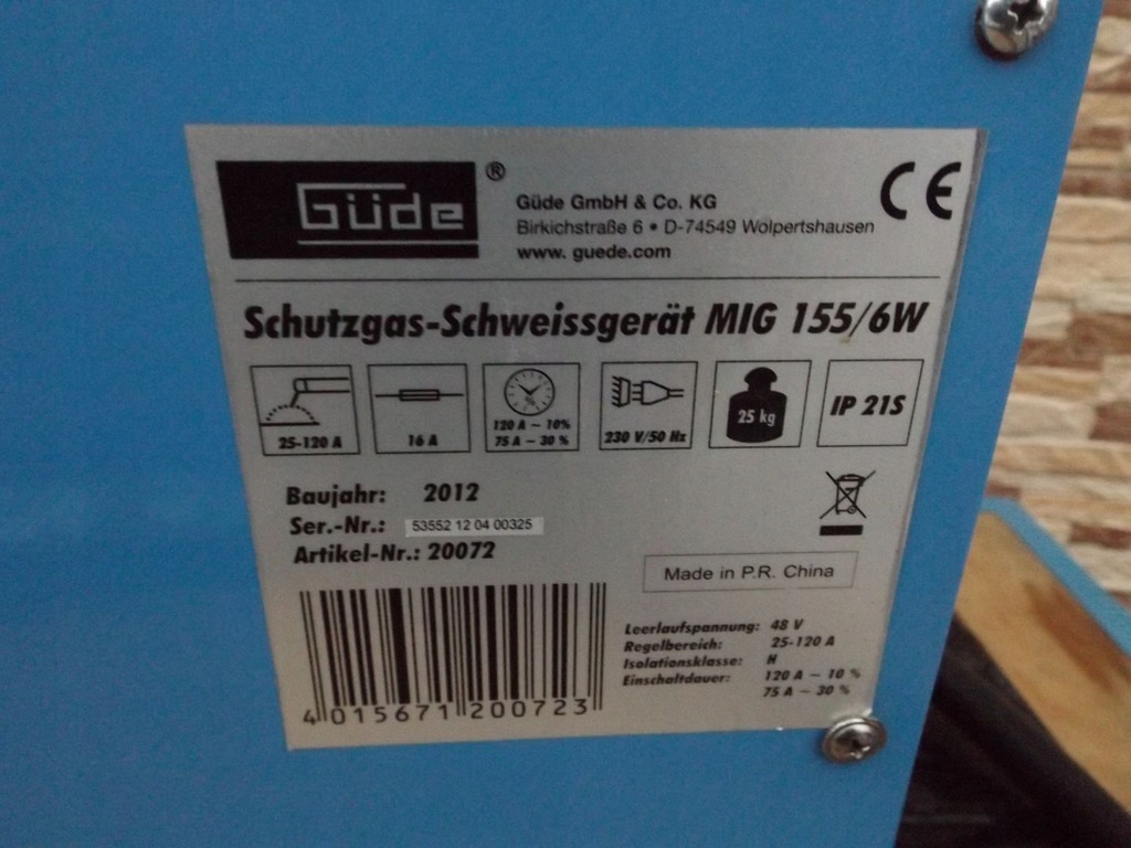 Migomat Półautomat Gude Mig 155/6W Turbo MIG/MAG - 7894827414 ...