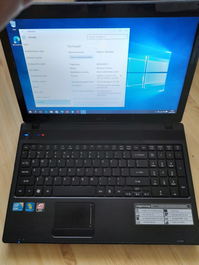 Laptop Acer Aspire 5742 intel I3 3GB RAM HDD 320GB