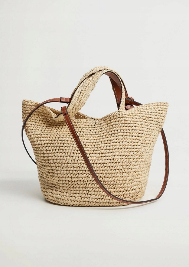 MANGO Torebka kosz koszyk shopper z rafii torba