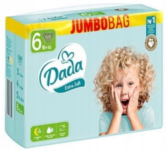 Pieluchy DADA Extra Soft rozmiar 6 +16kg 66szt