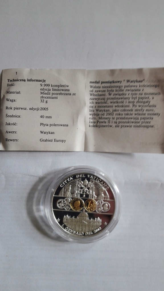 Medal Jan Paweł II papież Watykan waluty UNIKAT!!!