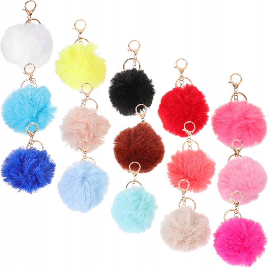 Fur Ball Keychain Key Fob Fluffy Key Chain Key