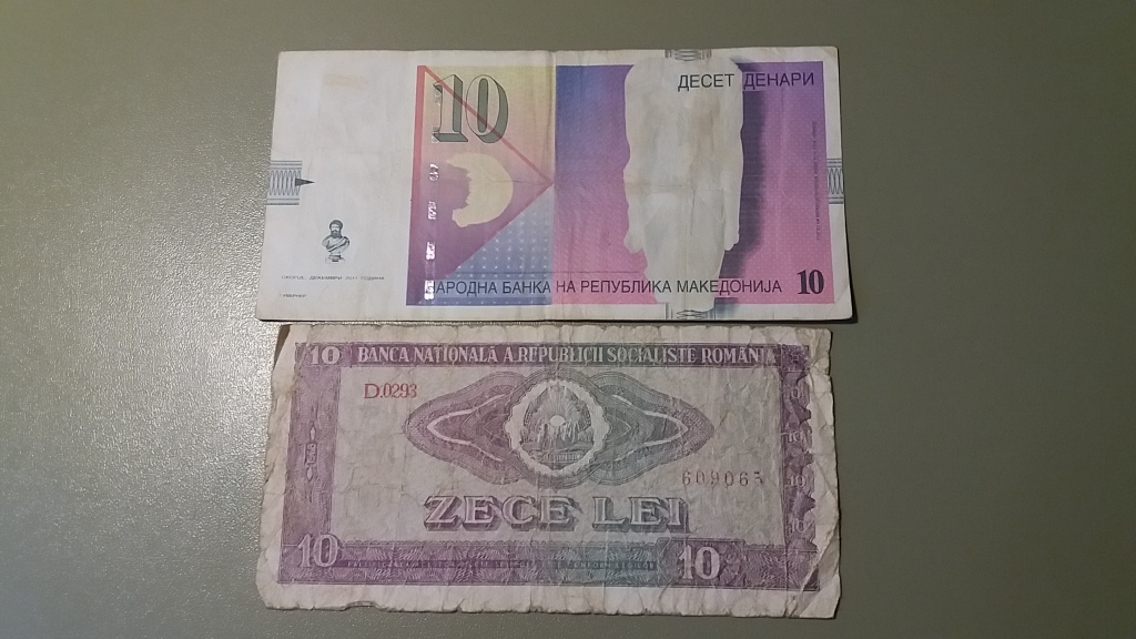 Dwa banknoty Macedonia i Rumunia WOŚP