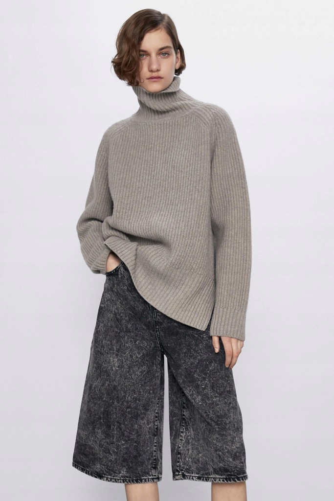 ZARA__MXC SZARY GRUBY SWETER OVERSIZED GOLF__S