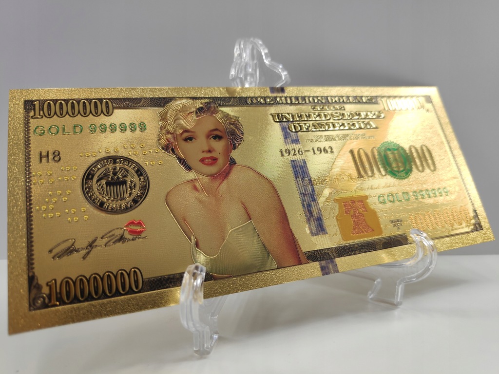 Marylin Monroe Pozłacany Banknot 1000000 Dolarów