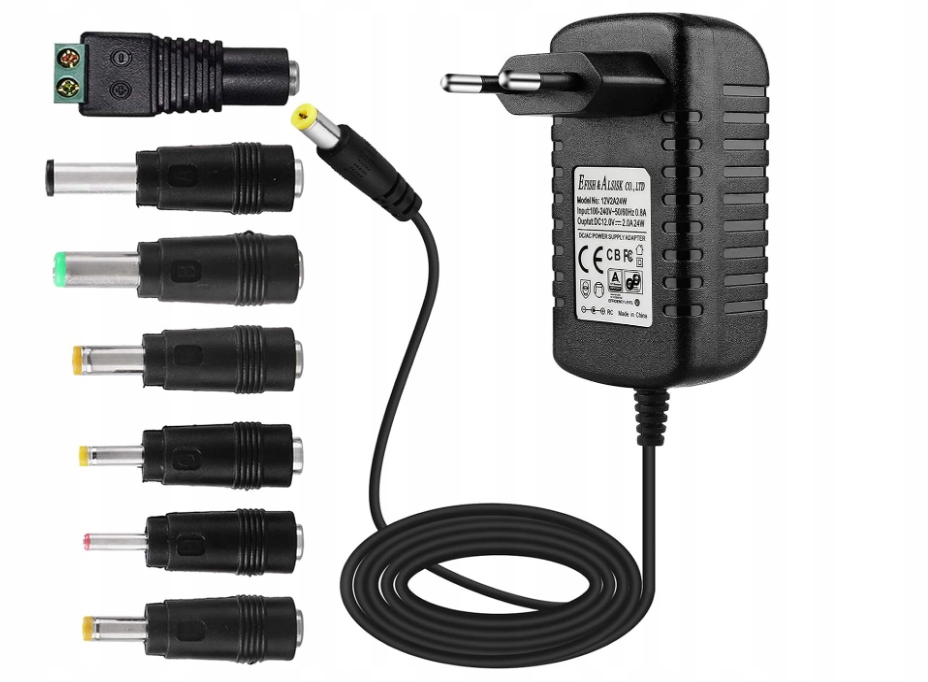 ŁADOWARKA SIECIOWA EFISH 12V 1A 12W 7 KOŃCÓWEK DO ELEKTRONIKI
