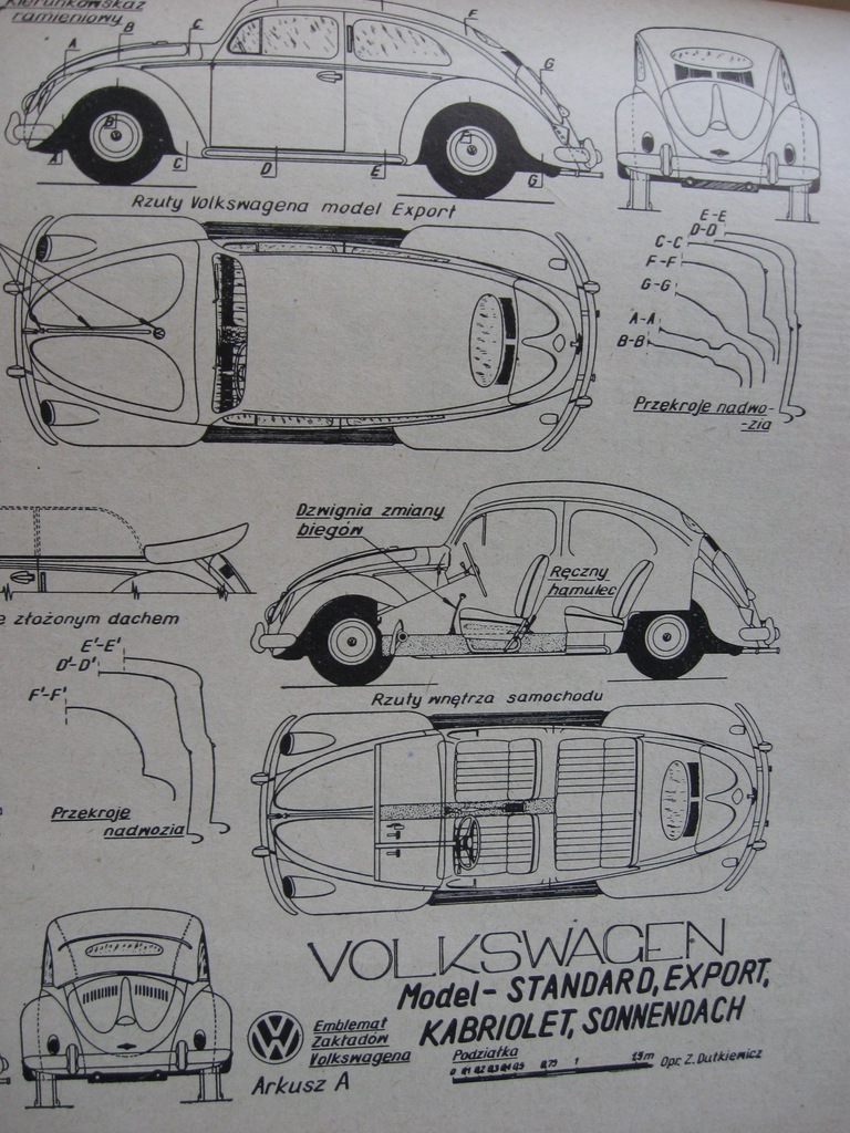 Volkswagen VW GARBUS Plan MODELARZ rok 1962