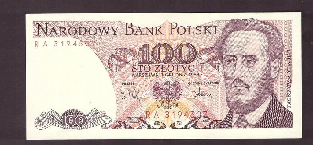 Polska - banknot - 100 Złotych 1988 rok