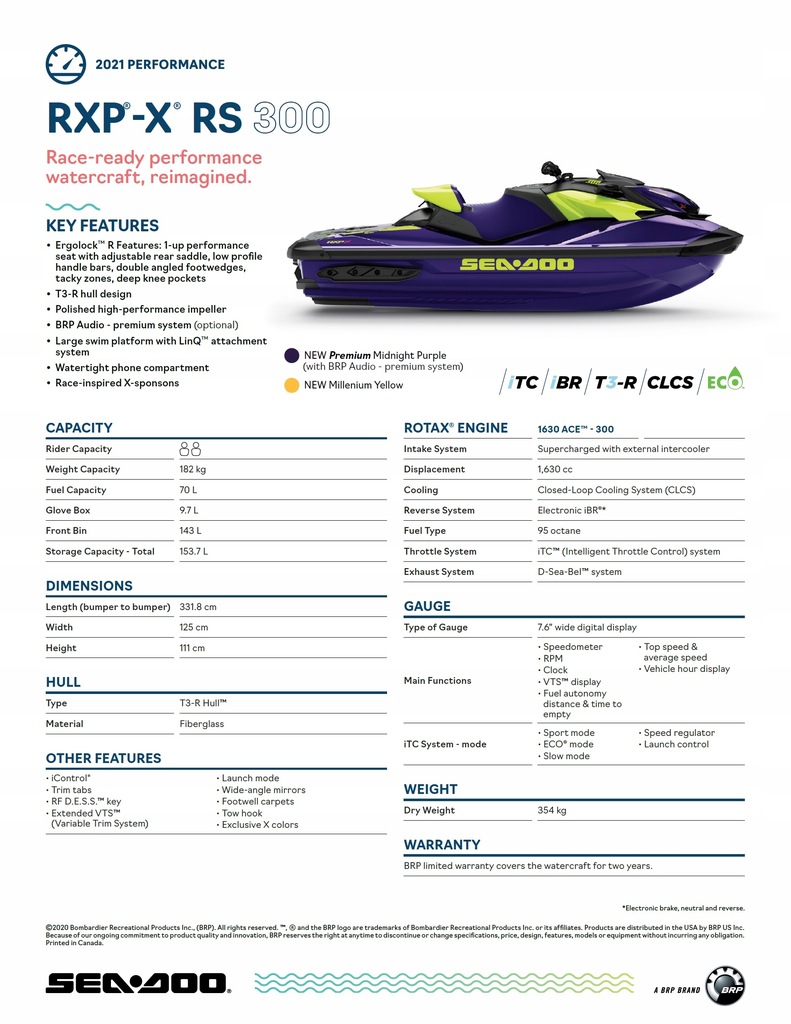 Купить Sea Doo RXP X RS 300 iBR Модель 2021 г.: отзывы, фото, характеристики в интерне-магазине Aredi.ru