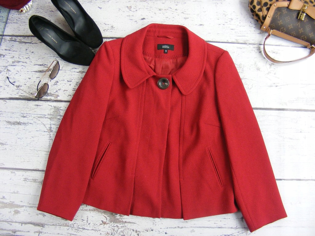marks&spencer płaszcz red piękny elegance 44