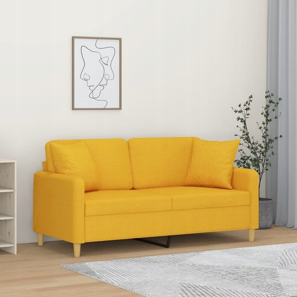 2-OSOBOWA SOFA WYPOCZYNKOWA Z PODUSZKAMI ŻÓŁTA 140