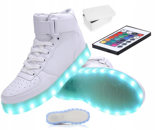 BIAŁE ŚWIECĄCE BUTY R.39 LED SPORTOWE PILOT