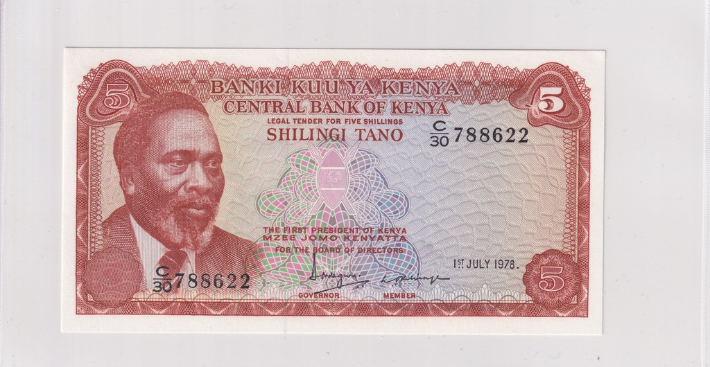 5 Shilingi Kenia 1978 P#15 UNC