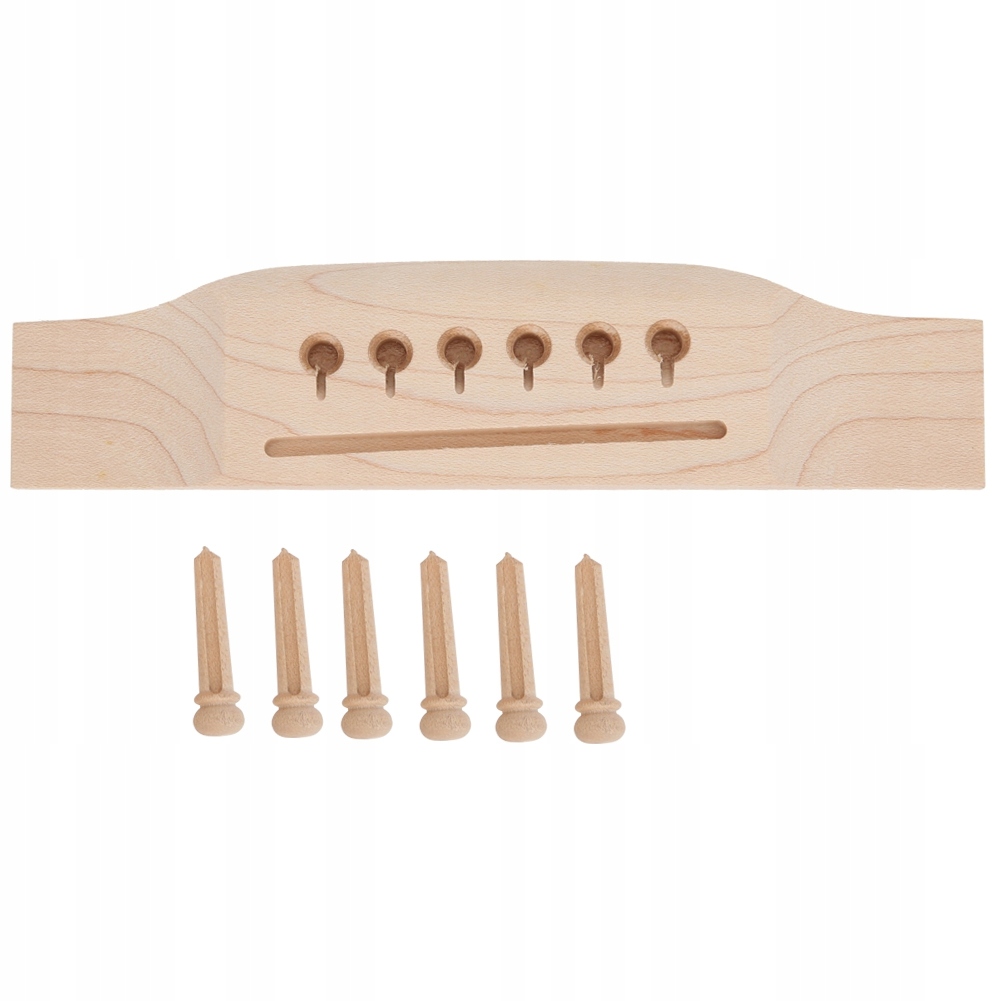 Folk Guitar Bridge and Pin Set Burlywood Maple