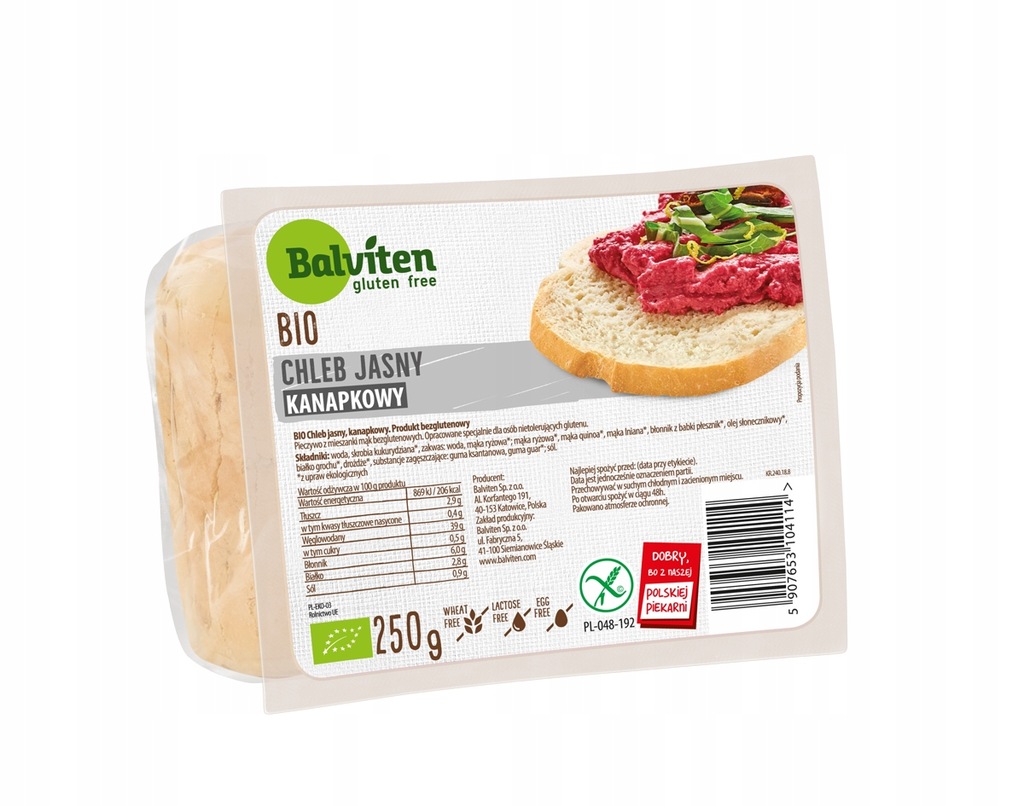 CHLEB JASNY KANAPKOWY BEZGLUTENOWY BIO 250g BALVIT