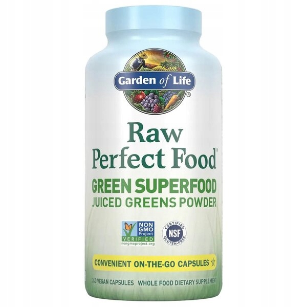 Raw Perfect Food, Green Superfood (Juiced Greens Powder) - 240 vcaps
