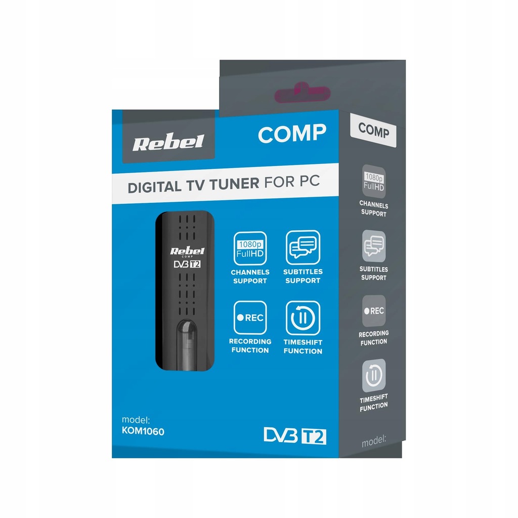 REBEL COMP TUNER CYFROWY USB DVB-T2 H.265 HEVC