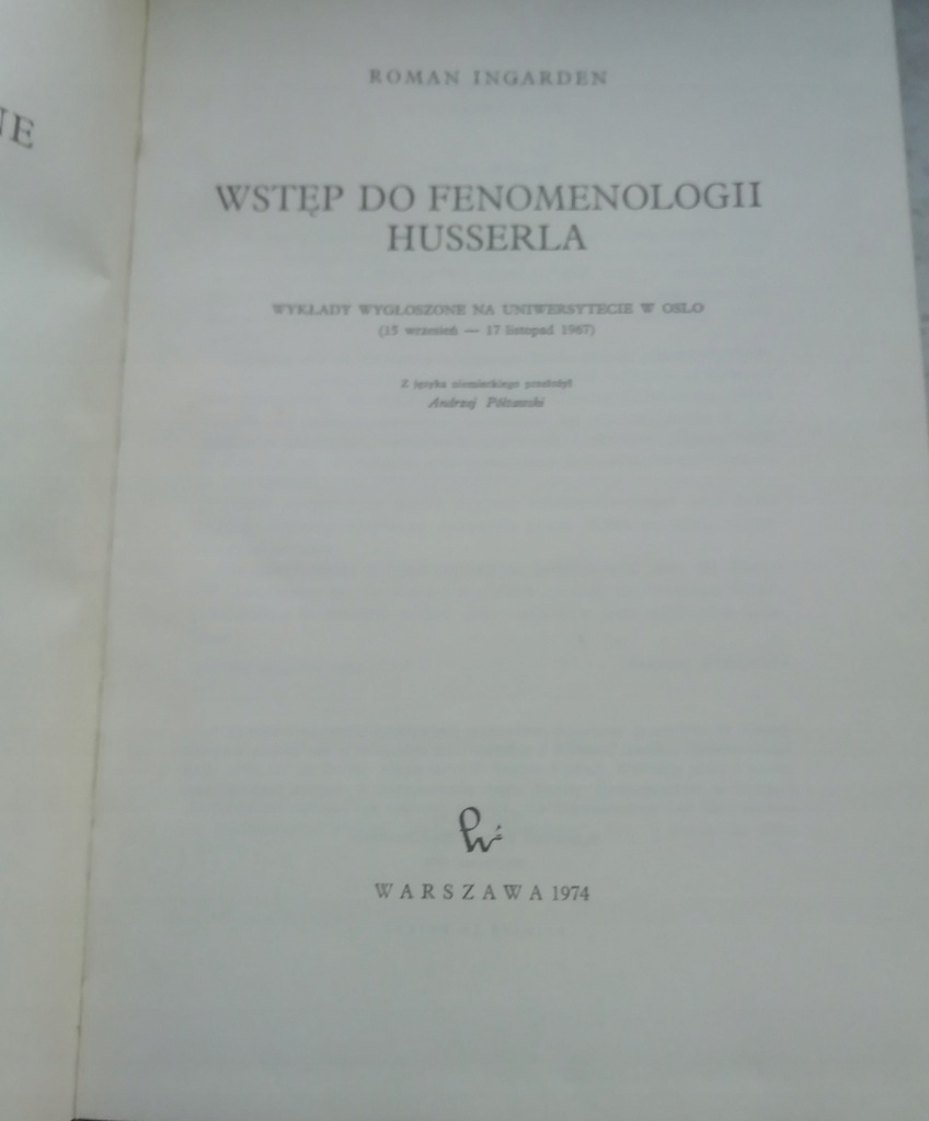 Wstęp do fenomenologii Husserla - Ingarden