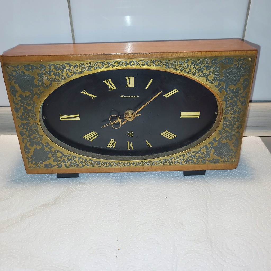 STARY DUŻY KOMINKOWY ZEGAR JANTAR z CCCP