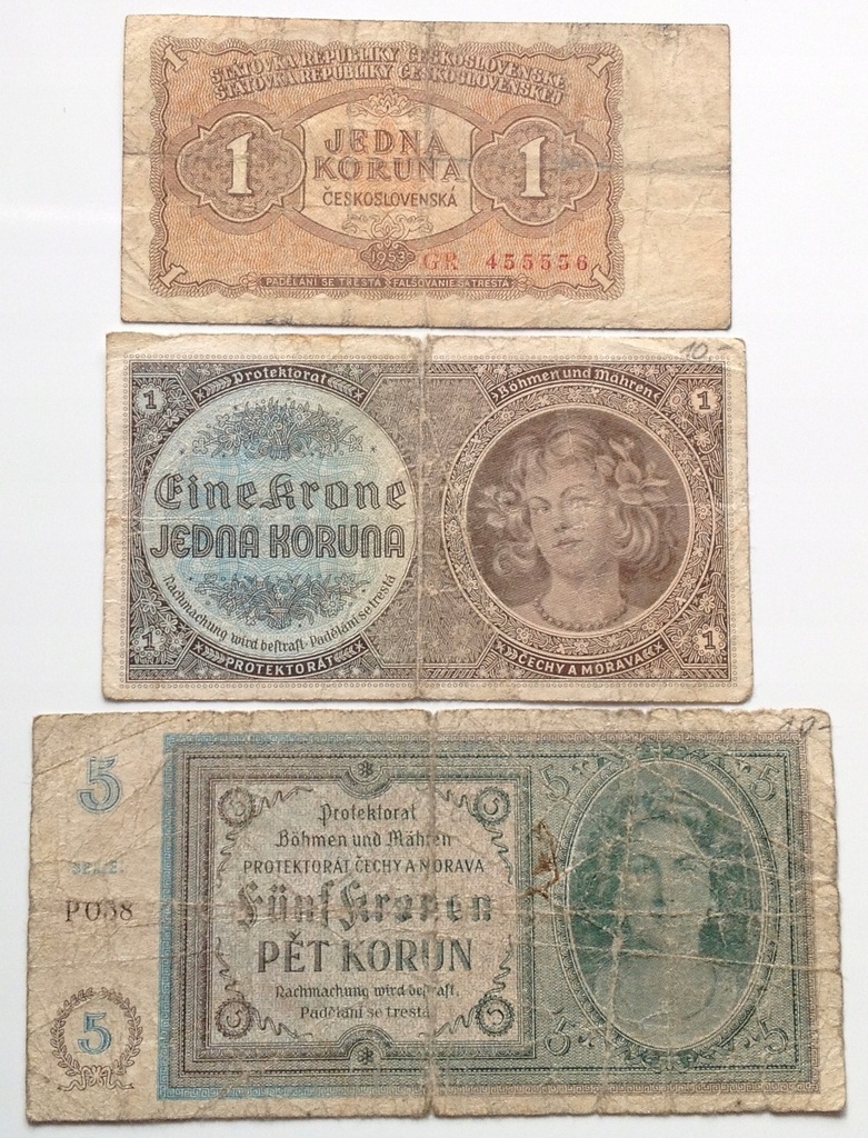 Czechosłowacja Zestaw banknotów st 5/5-