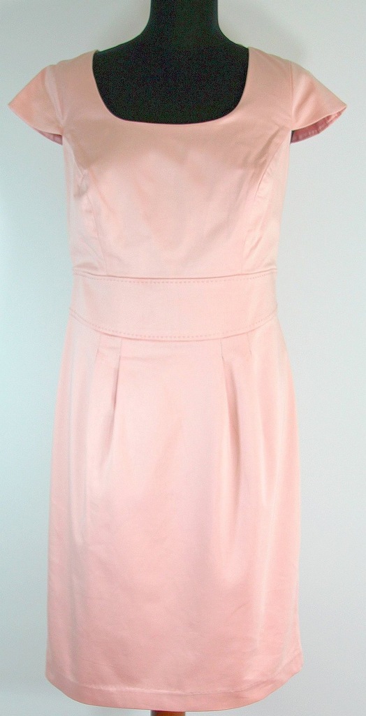 Sukienka róż-morelowa elegancka stretch R 42