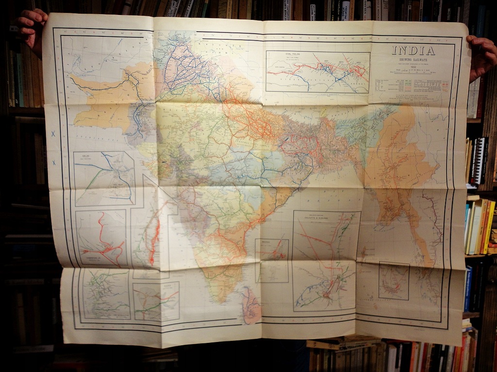 mapa INDIA 1932 Indie Pakistan kolej kolejnictwo