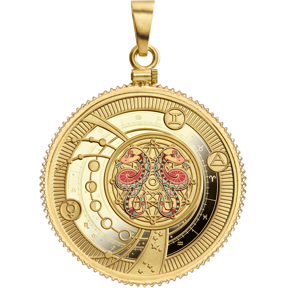 moneta wisiorek Bliźnięta, 500fr Znaki Zodiaku