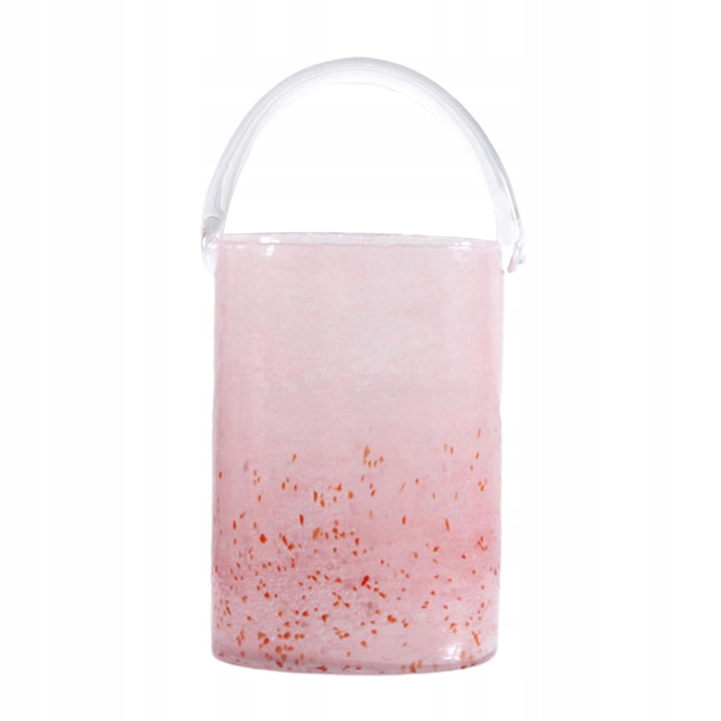 Luxury Glass Bag Vase with Handle Cherry Pink Desktop Outdoor Medium Bucket