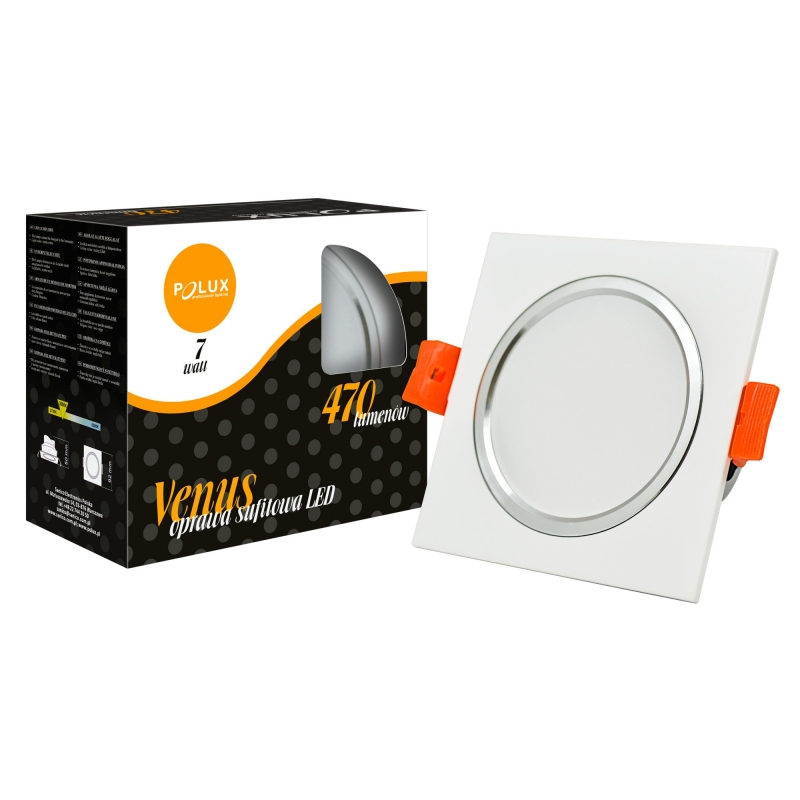Oprawa LED VENUS 7W kwadrat biała Polux 307873