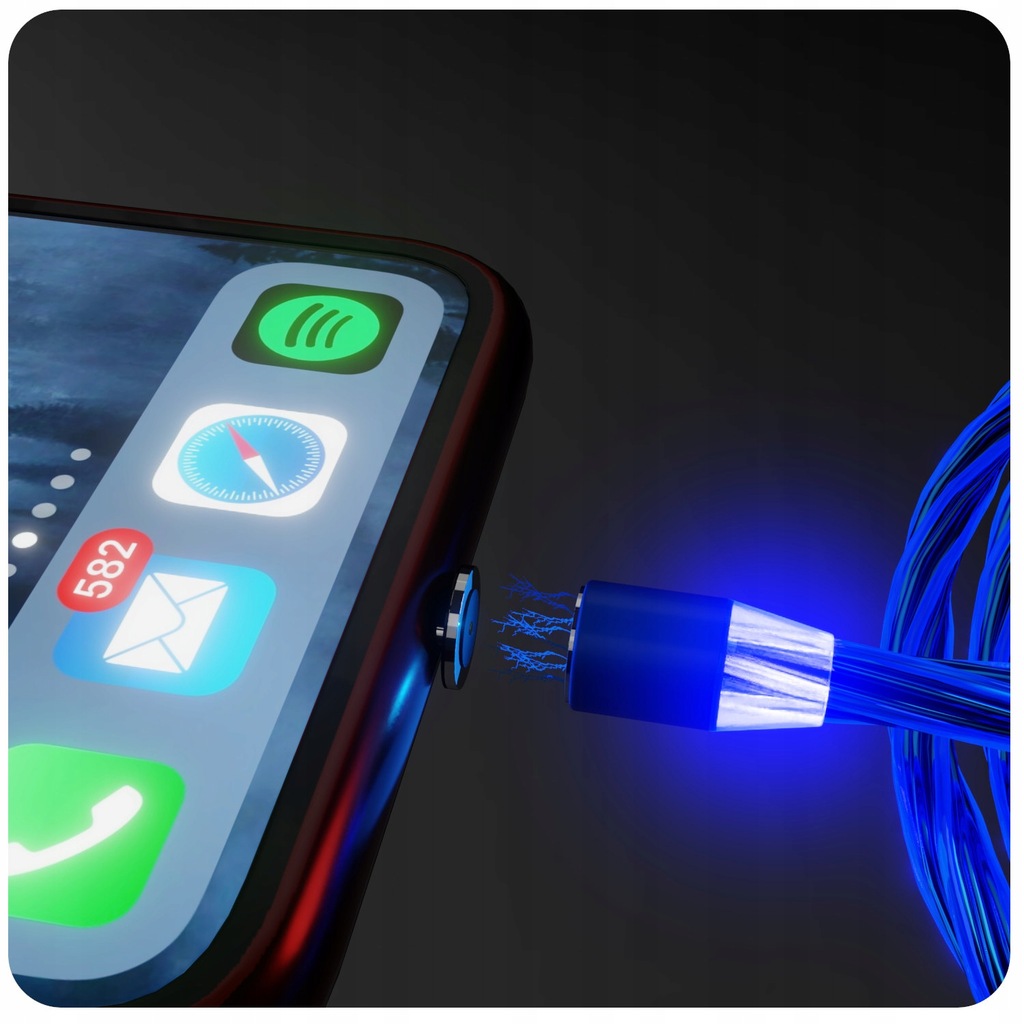 Купить СВЕТЯЩИЙСЯ МАГНИТНЫЙ КАБЕЛЬ 3В1 IPHONE MICRO USB C: отзывы, фото, характеристики в интерне-магазине Aredi.ru