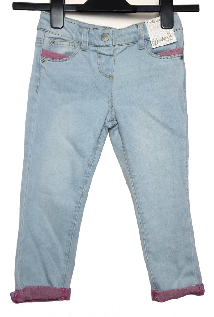 DENIM CO Spodnie jeansowe jeansy róż jasne 116-122