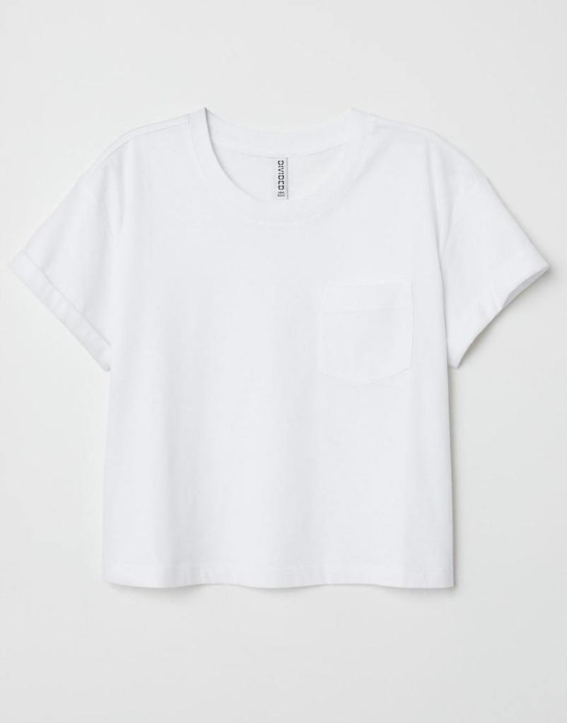 P9L046 H&M__MJ9 KRÓTKI T-SHIRT KIESZEŃ__XS