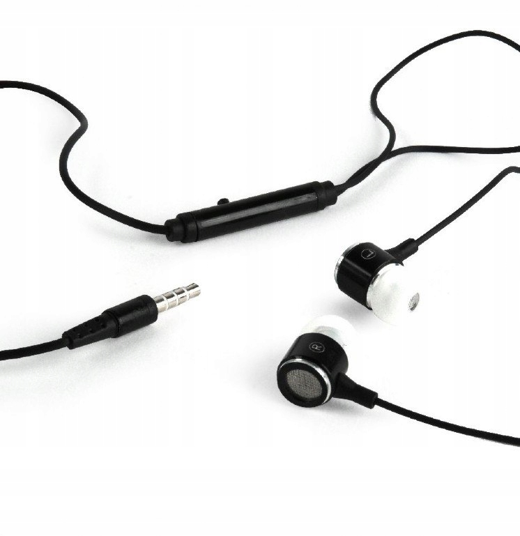Słuchawki douszne z mikrofonem 90cm czarno-białe