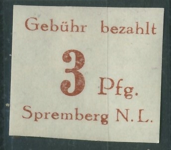 Niemcy Spremberg 3 Pfg. - Gebuhr bezahlt