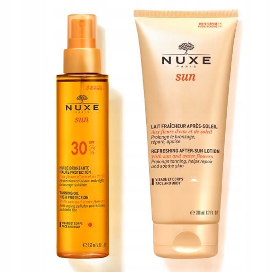 NUXE SUN opalanie Brązujący Olejek SPF30 + Balsam