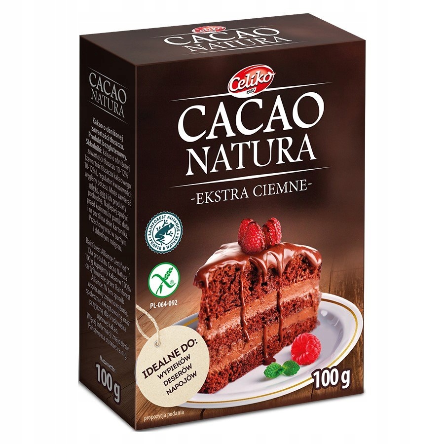 Kakao naturalne, ekstra ciemne bez glutenu Celiko