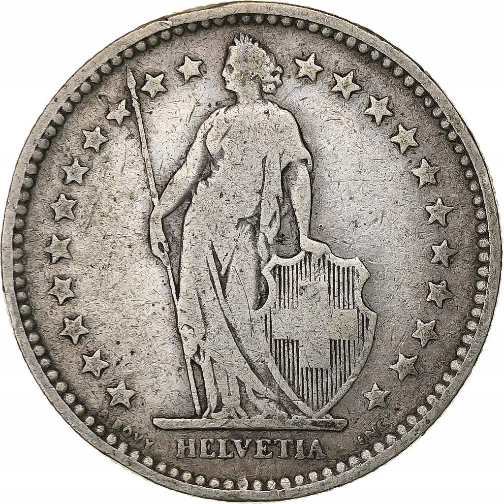 Szwajcaria, 2 Francs, 1894, Paris, Srebro, VF(20-2