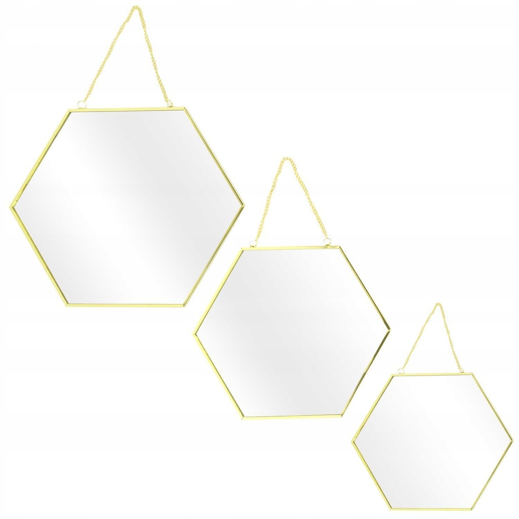 Zestaw 3 lusterek Hexa Gold