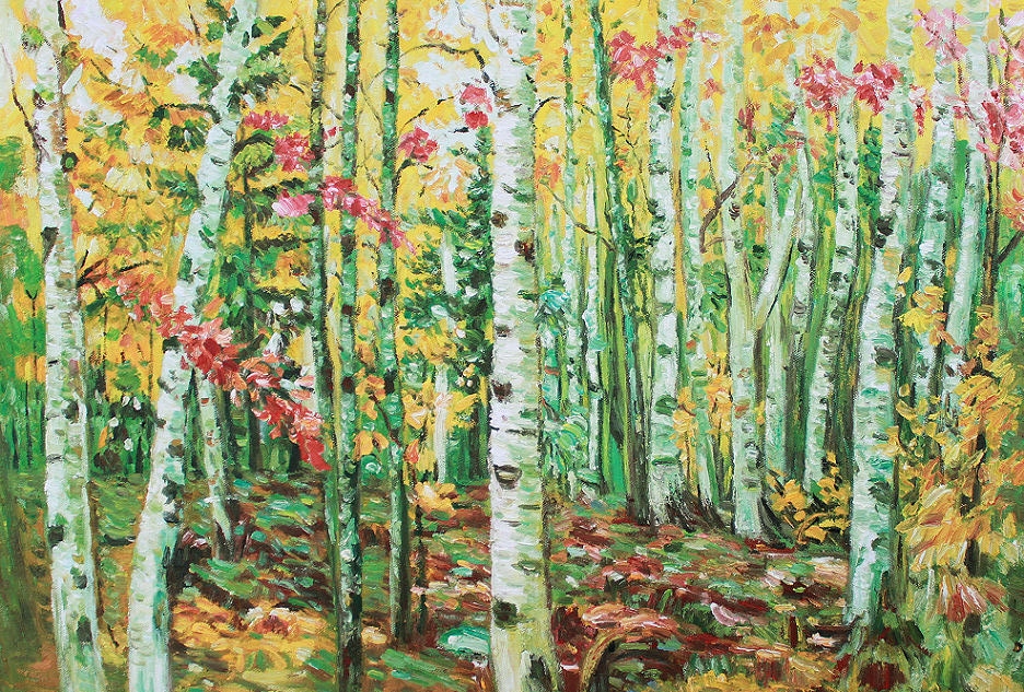 Obraz olejny namalowany Brzózki