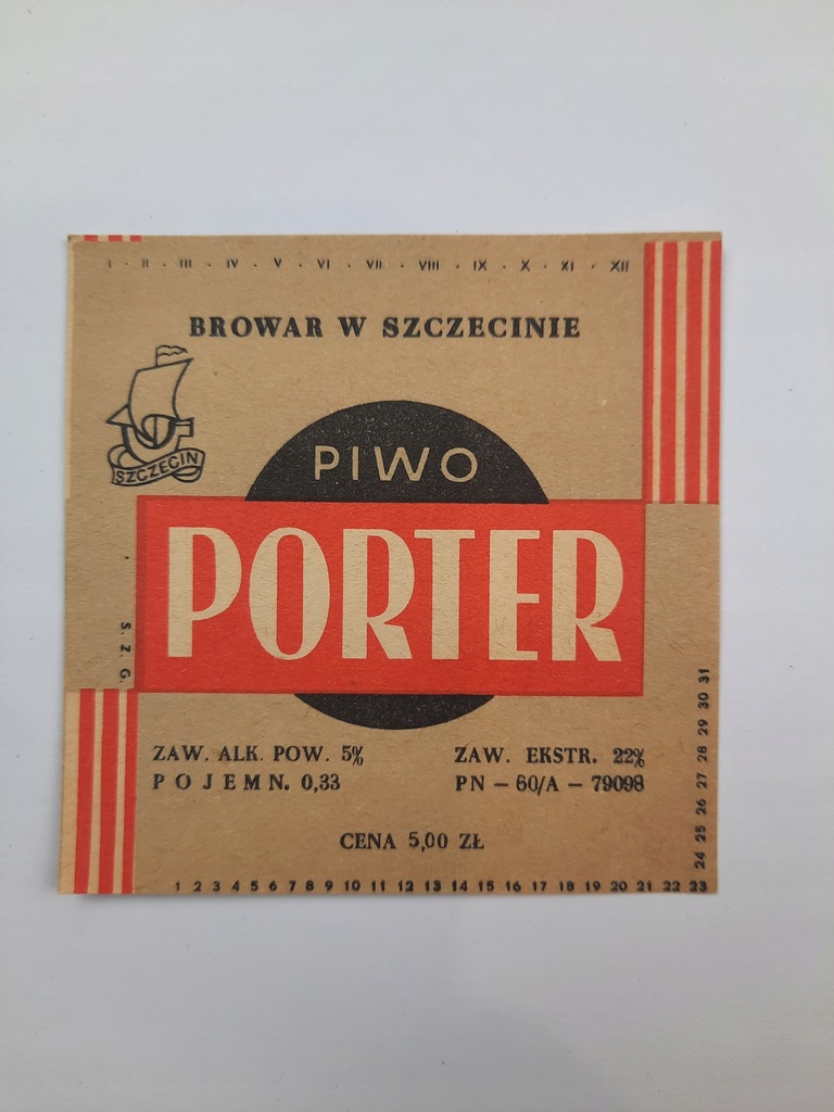 Etykieta piwo porter Browar w Szczecinie