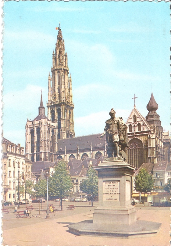 BELGIA - ANTWERPIA - KOŚCIÓŁ + POMNIK - 1975R