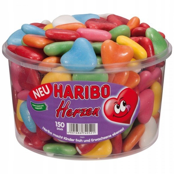 Haribo Żelki Lukrowane Owocowe Serduszka 150szt 1