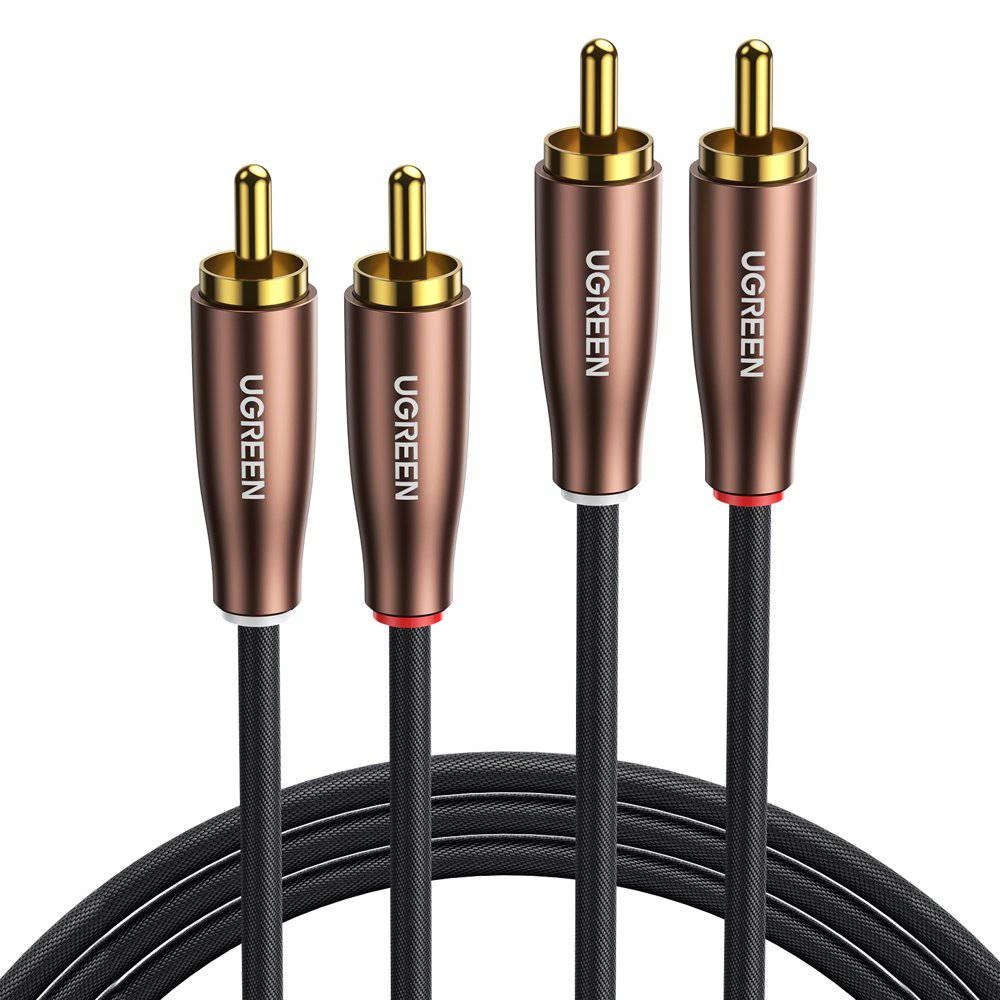 Ugreen kabel przewód stereo audio 2xRCA 2m brązowy