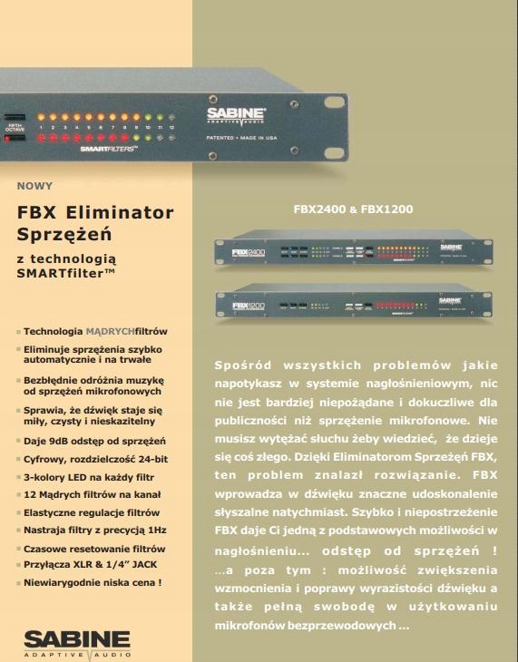 FBX-1200 Automatyczny Cyfrowy eliminator sprzężeń